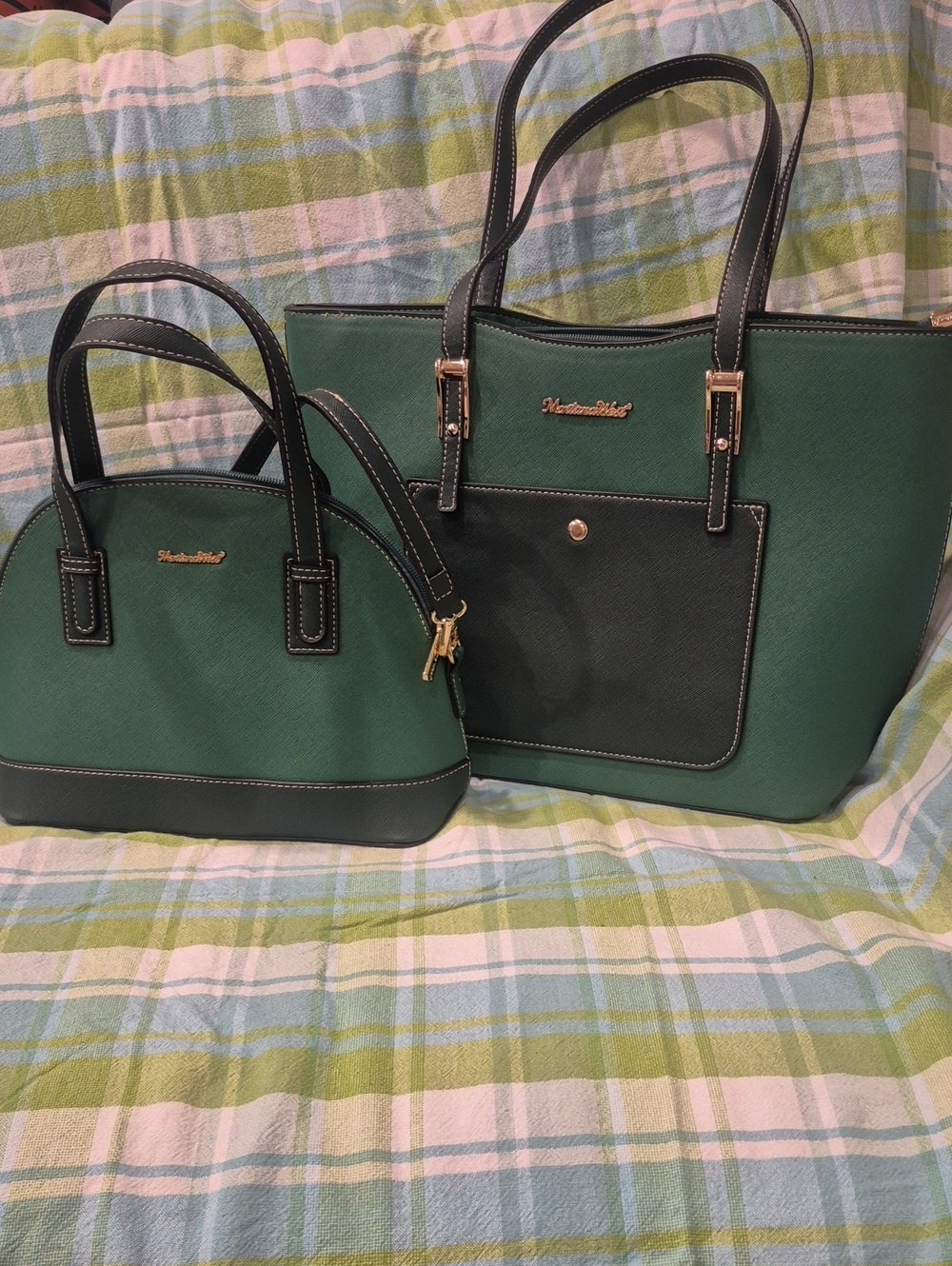 NWOT Montana West Forest Green and Dark Green Two-Piece Shoulder Bag Set